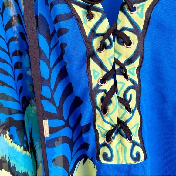 Hale Bob Blue Lightweight Poncho Top & Coverup Size Medium - Picture 4 of 6